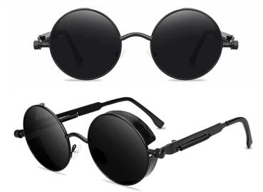 Steampunk Sonnenbrille ☣ Retro ☣ Gohtic ☣ Google Metall ☣ Schwarz