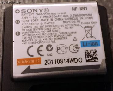 Sony Batterie Ladegerät BC-CSN 4.2V mit Sony Li-ion Akku NP-BN1