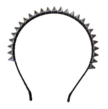 Preview: Gothic Punk Haarreif Set Schwarz-Silber mit Spikes