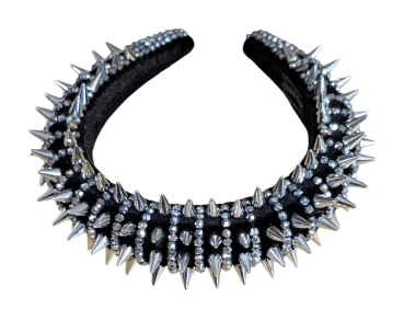 Gothic Industrial Breiter Haarreif Schwarz-Silber – Spike-Nieten