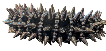 Preview: Gothic Industrial Breiter Haarreif Schwarz-Silber – Spike-Nieten