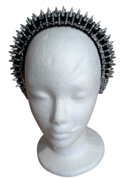Gothic Industrial Breiter Haarreif Schwarz-Silber – Spike-Nieten