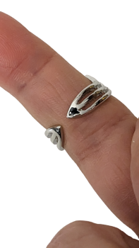 Preview: Spinnennetzring verstellbar mit Schmuckstein - Silber/Schwarz