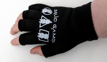 Squid Game Fingerlose Handschuhe Strickhandschuhe Unisex Squid Game Logo Weiß