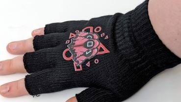 Squid Game Fingerlose Handschuhe Strickhandschuhe Unisex Squid Game Rot