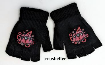 Squid Game Fingerlose Handschuhe Strickhandschuhe Unisex Squid Game Rot