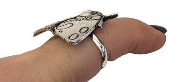 Steampunk Ring verstellbar Nachtfalter Motte Antik Silber