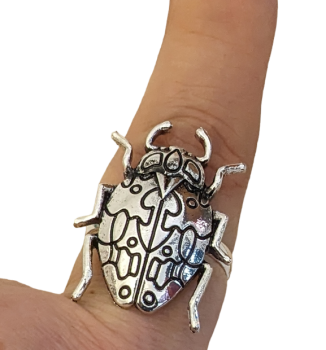 Preview: Steampunk Ring verstellbar Käfer Antik Silber Modeschmuck