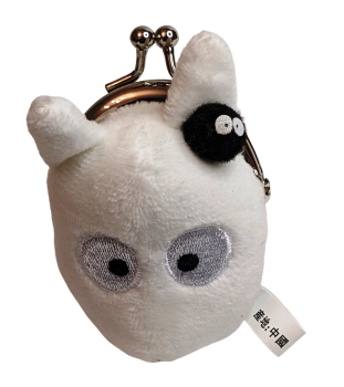Totoro Ghost weiß mit Russmännchen Plüsch Geldbörse mit Anhänger Studio Ghibli