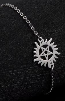 Supernatural Motiv Anti Dämonen Pentagramm Tattoo Edelstahl Armband