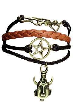 Supernatural Dean Winchester Schutzamulett Lederarmband mit Pentagramm Shambala