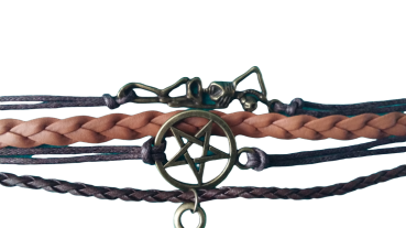 Supernatural Dean Winchester Schutzamulett Lederarmband mit Pentagramm Shambala