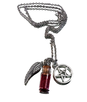 Supernatural ☢ Pentagramm Castiel Flügel ☢ Mini Flasche ☢ Wächter ☢ Winchester Kette