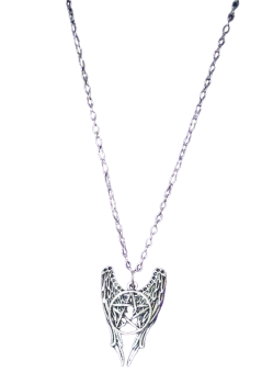 Supernatural Kette Pentagramm mit Flügel Castiel Winchester Kette Silber