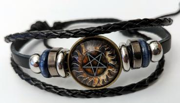 Supernatural Anti Dämonen Pentagramm Armband Glas Cabochon Feuer