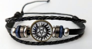 Supernatural Anti Dämonen Pentagramm Armband Glas Cabochon weiß