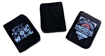 Preview: Supernatural Winchester Wildleder Kartenhalter Schwarz