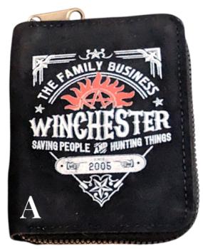 Supernatural Winchester Wildleder Kartenhalter Schwarz