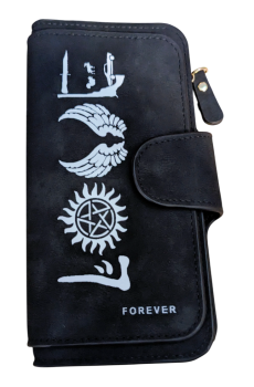 Supernatural Damen Wildleder Portemonnaie LOVE Schwarz