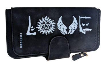Supernatural Damen Wildleder Portemonnaie LOVE Schwarz