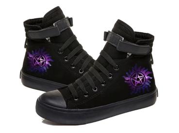 Supernatural Unisex Schnür-Sneaker mit Klettverschluss Schwarz