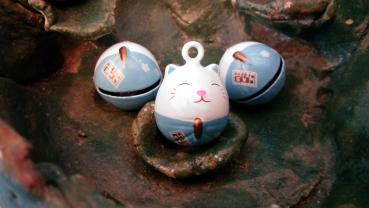 Süße Katze Nemuneko Glöckchen Cartoon Anhänger Schelle Handyanhänger Blau