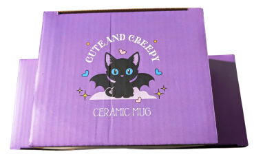 Süßer gruseliger Keramik Kaffee-Tee Pott mit Katzen Fledermaus-Print