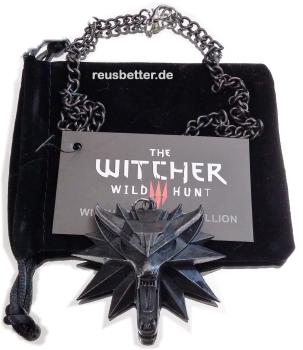 The Witcher 3 - Wild Hunt - Wolf Medaillon Kette Black 3D