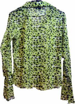 Mesh Damen Bluse Tom Tompson Grün Blocks Vintage