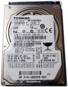 Toshiba HDD2H03 MK1652GSX | SATA 2,5 Zoll | 160 GB | Laptop Festplatte