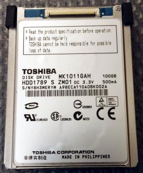 Toshiba MK1011GAH HDD1789 S ZIF Festplatte | 100 GB | 1.8 Zoll