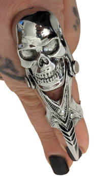 Totenkopf Gliederring ☠ Punk Gothic Ring ☠ Antik Silber