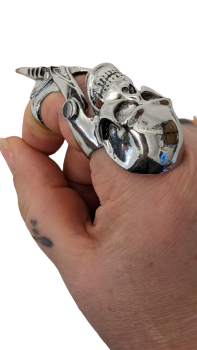 Totenkopf Gliederring Punk Gothic Ring Antik Silber