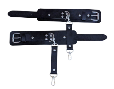 Unisex Leder Nieten Armband | D Ring - Armband mit Riemen Karabiener Schwarz Silber -  Gothic - Club - Harajuku