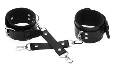 Unisex Leder Nieten Armband | D Ring - Armband mit Riemen Karabiener Schwarz Silber -  Gothic - Club - Harajuku