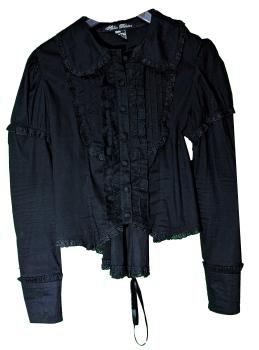 Viktorianische Gothicbluse mit Spitze von Spin Doctor mit Korsettschnürung - Größe L - Schwarz