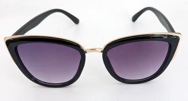 Vintage Damen Sonnenbrille Cat Eye Schwarz Gold