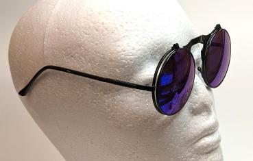 Vintage Steampunk Flip Sonnenbrille Retro Gothic Google Brille Blau