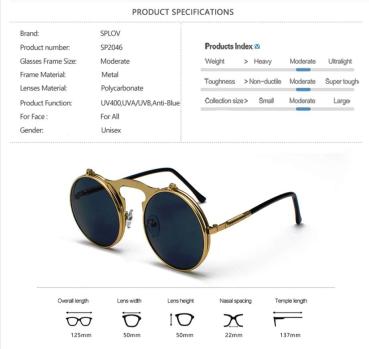 Vintage Steampunk Flip Sonnenbrille Retro Gothic Google Brille Schwarz