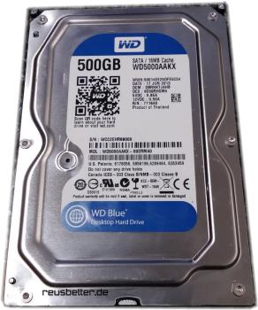 Western Digital -Caviar-Blue ☑️ WD5000AAKX Serie ☑️ 500GB ☑️ 6,8 rpm SATA ☑️ 3.5 Zoll intern