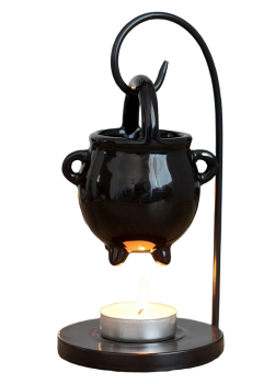 Wicca Hexenkessel Duftlampe Teelicht  Metall Set schwarz