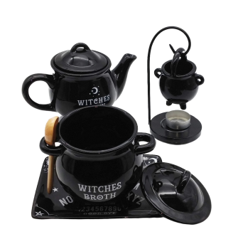 Witches Brew ★ Schwarze Keramik Suppenschüssel mit Löffel ★ Hexenbrühe Suppentasse