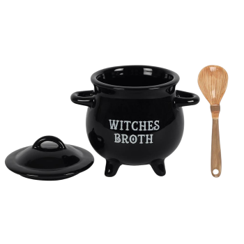 Witches Brew ★ Schwarze Keramik Suppenschüssel mit Löffel ★ Hexenbrühe Suppentasse