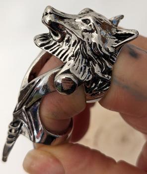 Wolf Gliederring -Vikinger Ring altsilber Mittelalter - Gothic Ring