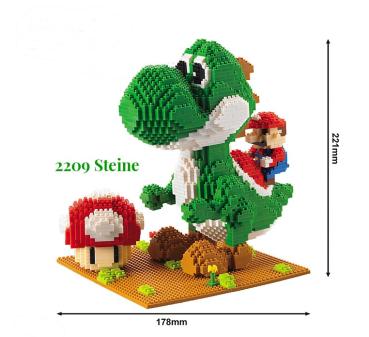 Yoshi mit Super Mario Nano Blocks Super Mario Bros. BIG Yoshi mit Standplatte 2209 Steine