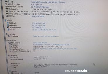 Acer Aspire 3003WLMi Notebook - 15.4" - Sempron 3000+ - Win XP Home - 1 GB RAM - 100 GB HDD
