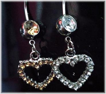 Bauchnabelpiercing 1.6 / 14 G Herz Kristallglas