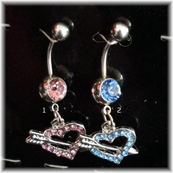 Bauchnabelpiercing 1.6 / 14 G Kristall Herz mit Pfeil