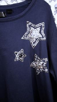 Sweetshirt | Gr. 50 Dunkelblau | Chiffon | Pailletten-Sterne