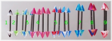 Barbell Hantel Piercing ☆ Candy Cone Spike Stripe 18G - 1.0 mm